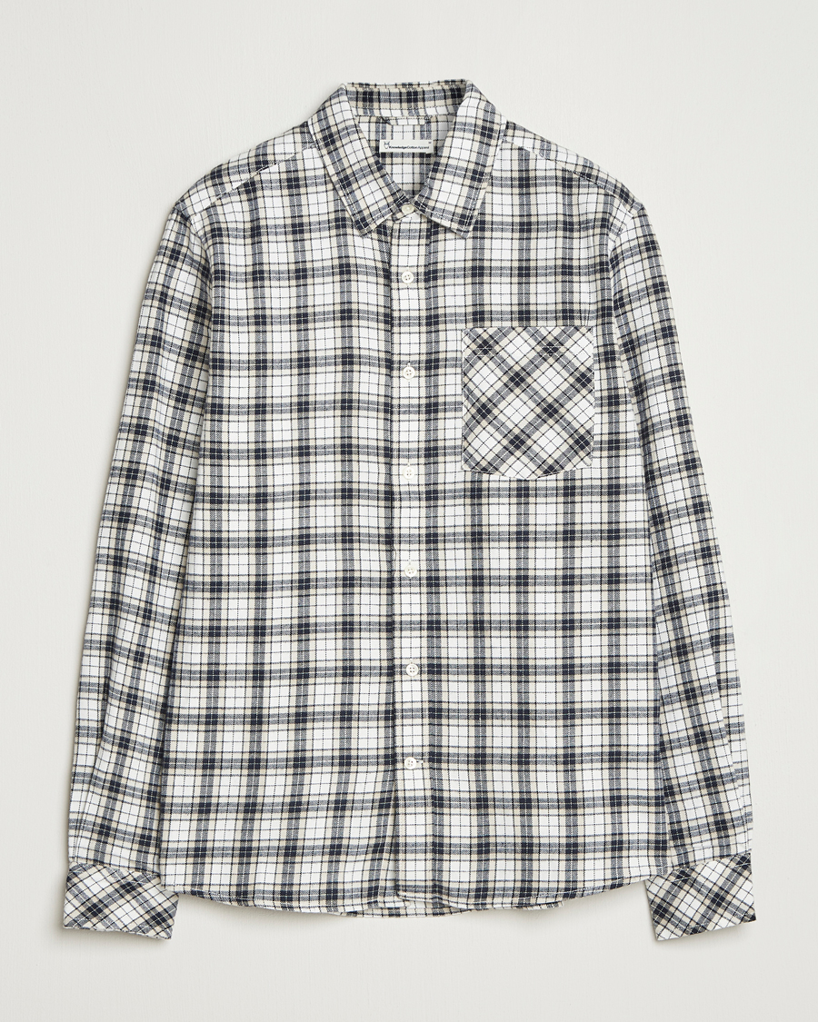 Herre | Skjorter | KnowledgeCotton Apparel | Cotton Small Checked Flannel Shirt Blue