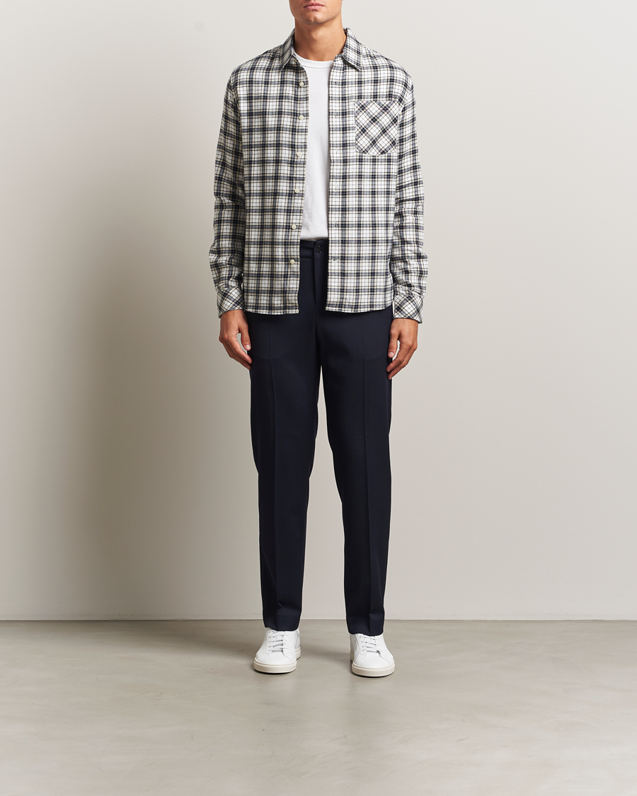 Herre | Skjorter | KnowledgeCotton Apparel | Cotton Small Checked Flannel Shirt Blue