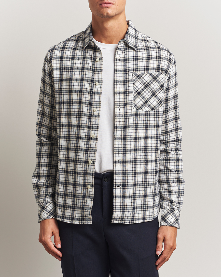 Herre | Skjorter | KnowledgeCotton Apparel | Cotton Small Checked Flannel Shirt Blue