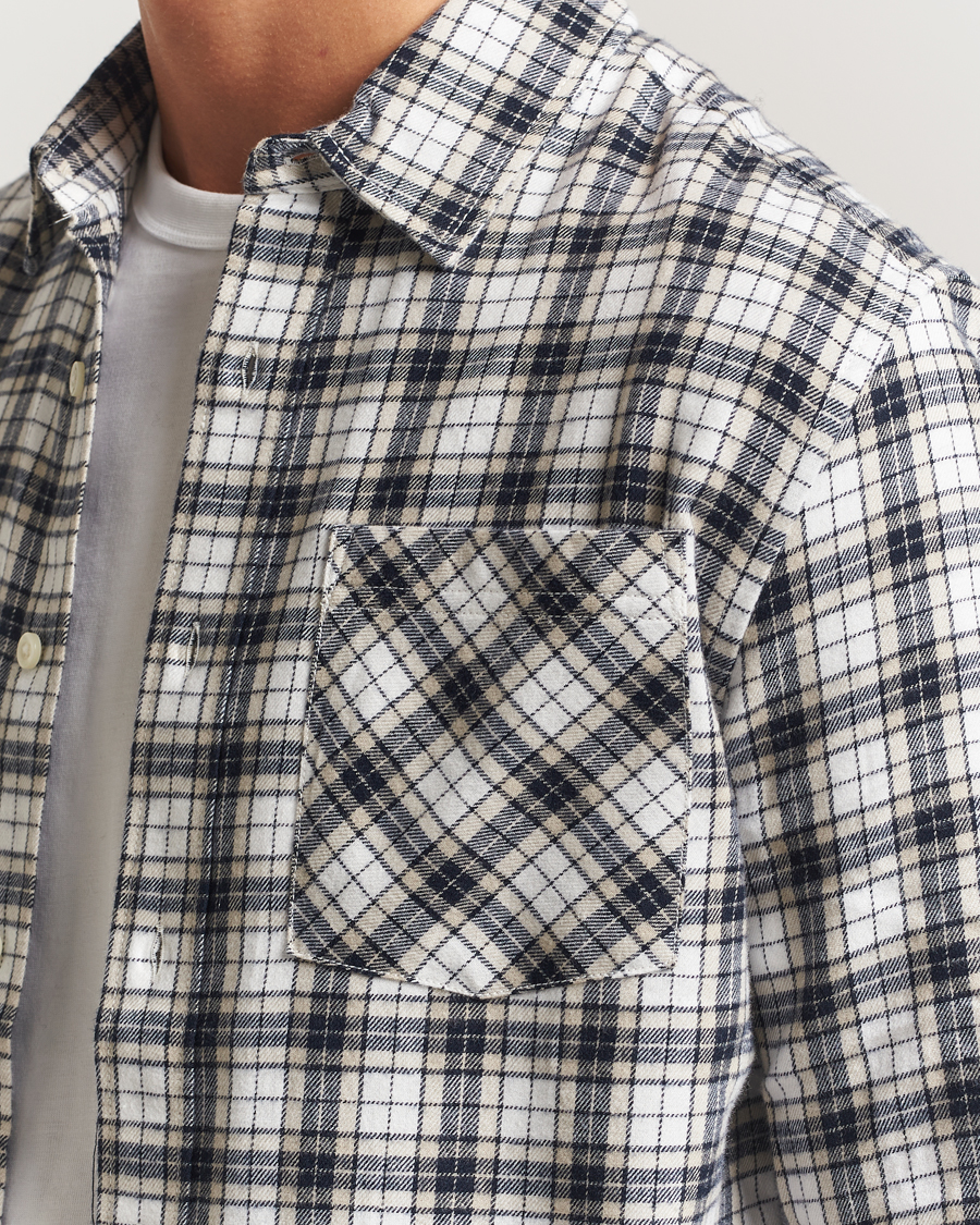 Herre | Skjorter | KnowledgeCotton Apparel | Cotton Small Checked Flannel Shirt Blue