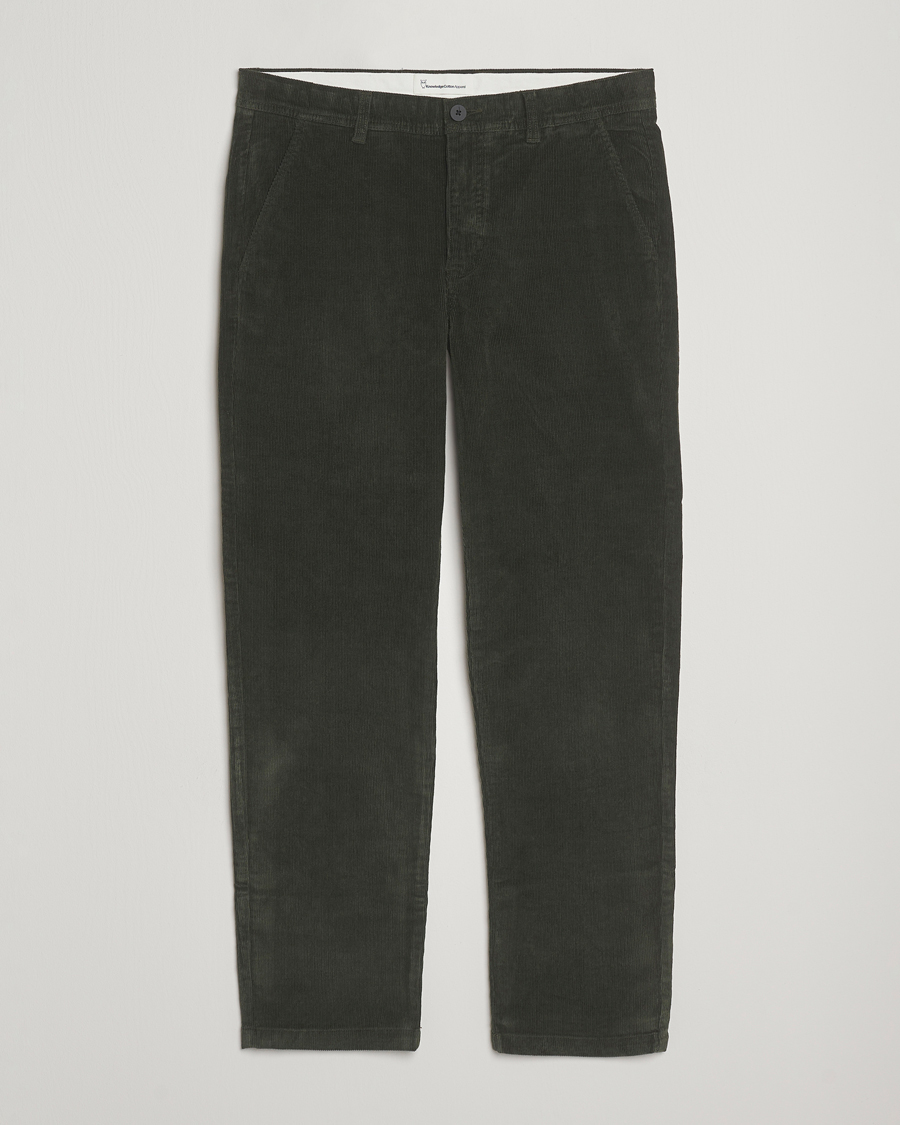 Herre | Bukser | KnowledgeCotton Apparel | Chuck Regular Cord Trousers Olive