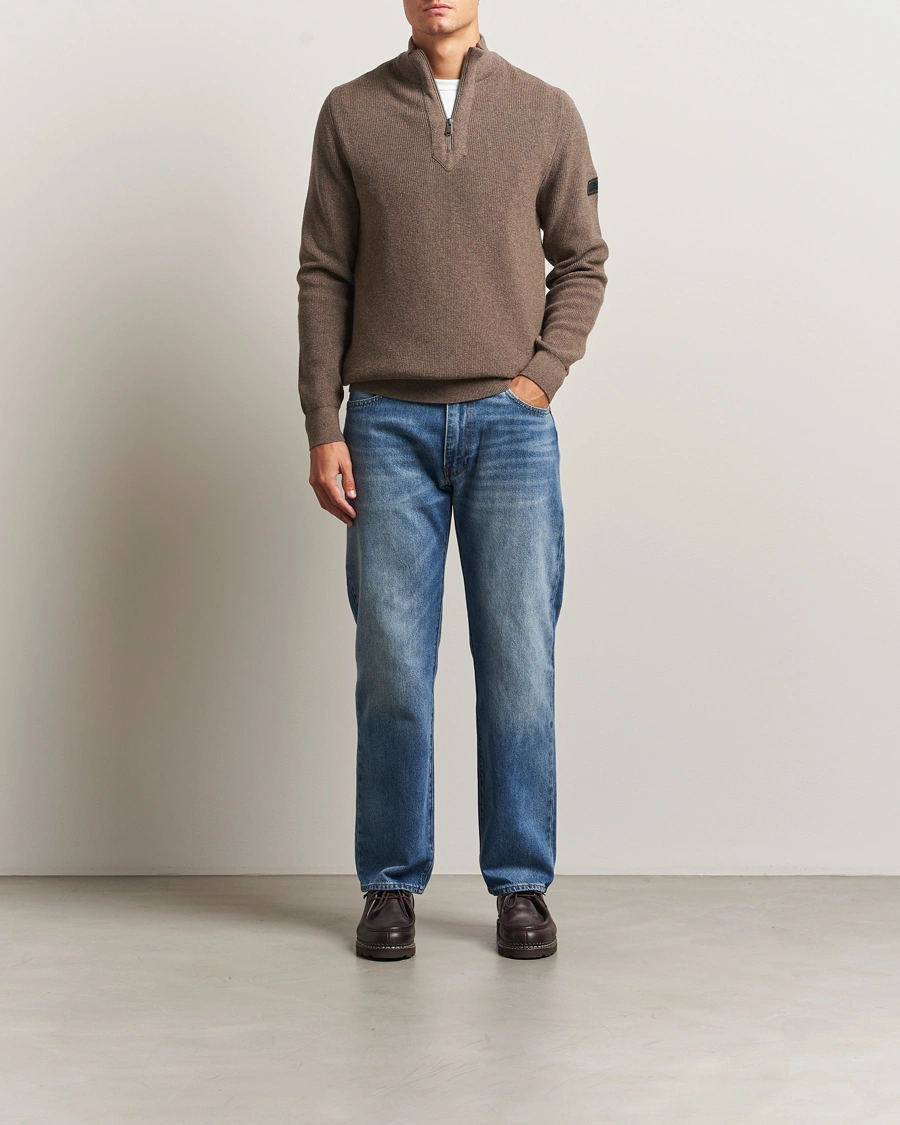 Herre | Gensere | Barbour International | Crawley Wool/Cotton Half Zip Brindle