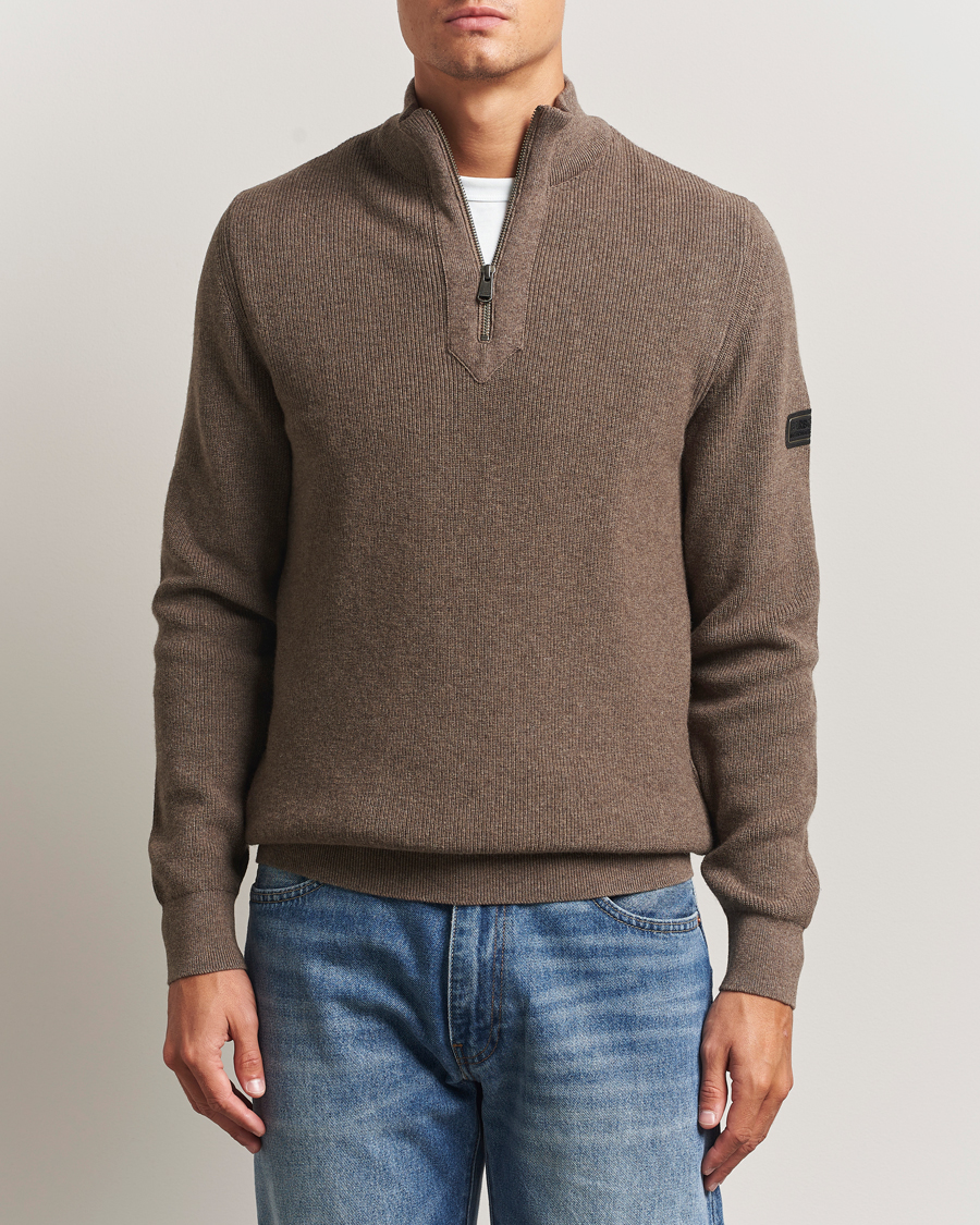 Herre | Gensere | Barbour International | Crawley Wool/Cotton Half Zip Brindle