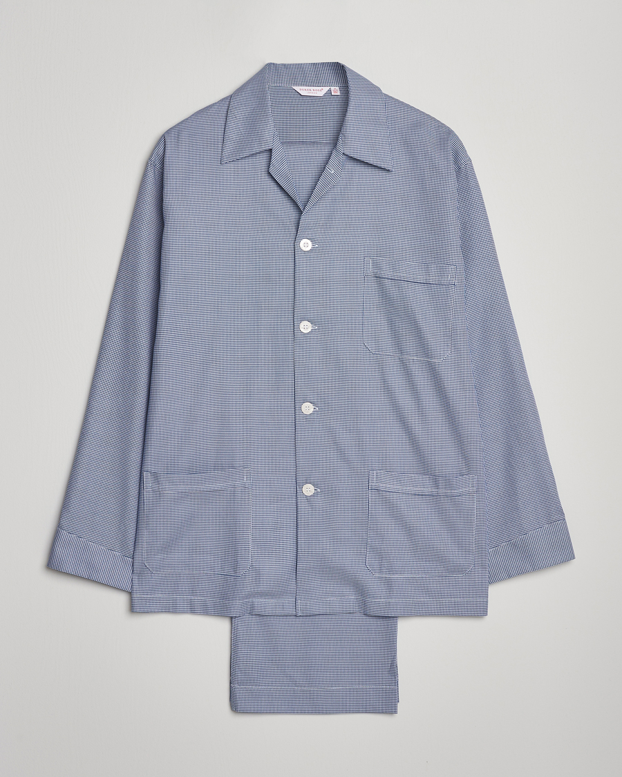 Herre | Pyjamaser og badekåper | Derek Rose | Checked Cotton Pyjama Set Navy