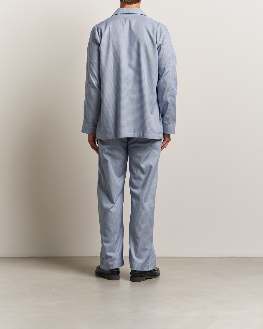 Herre | Pyjamaser og badekåper | Derek Rose | Checked Cotton Pyjama Set Navy