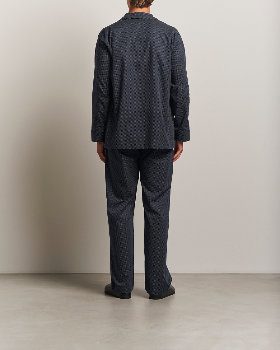 Herre | Pyjamaser og badekåper | Derek Rose | Printed Cotton Pyjama Set Navy