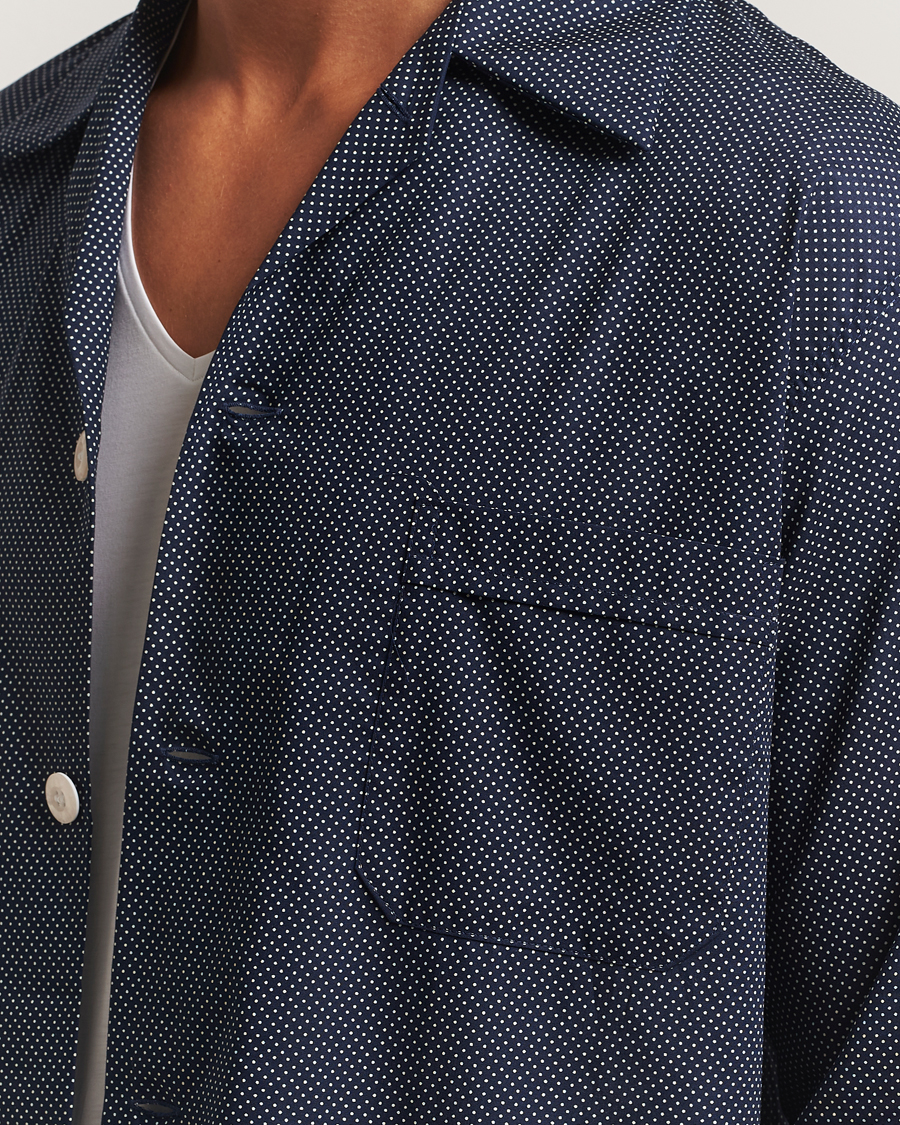 Herre | Pyjamaser og badekåper | Derek Rose | Printed Cotton Pyjama Set Navy