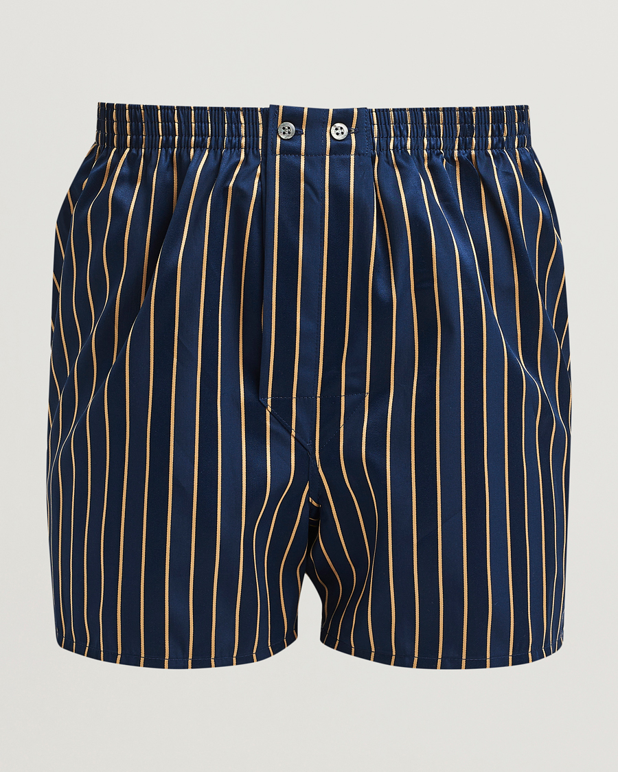 Herre | Undertøy | Derek Rose | Classic Fit Woven Cotton Boxer Shorts Navy