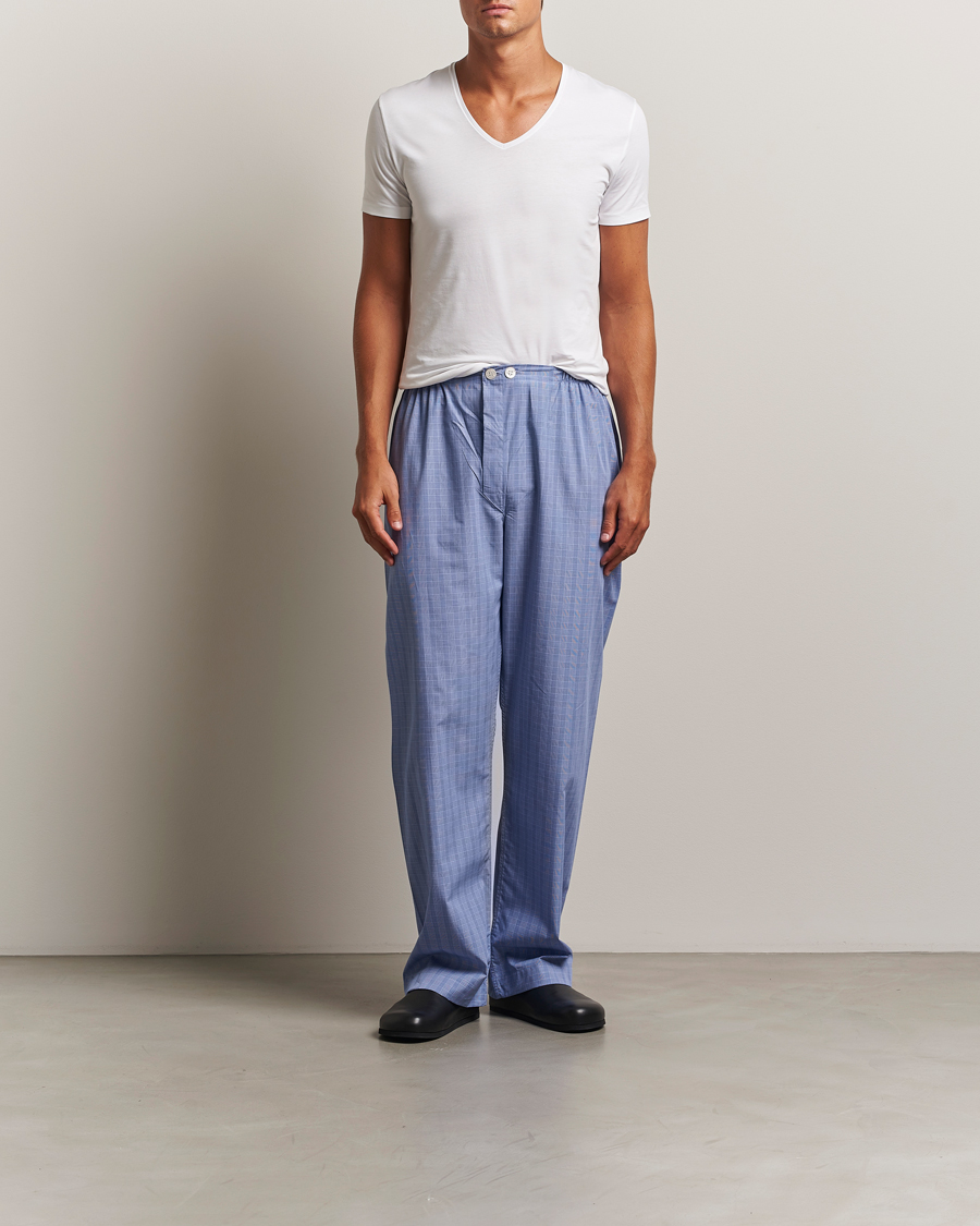 Herre | T-Shirts | Derek Rose | Pima Cotton V-Neck T-Shirt White