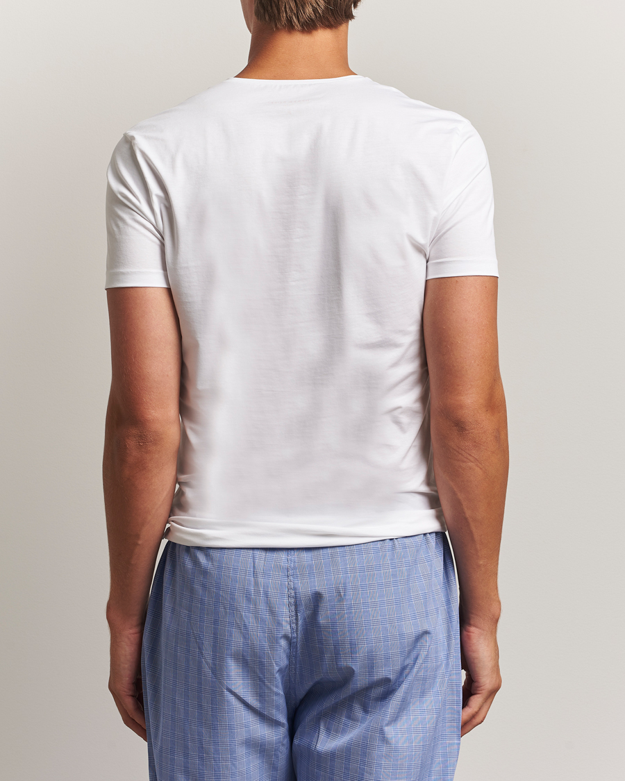 Herre | T-Shirts | Derek Rose | Pima Cotton V-Neck T-Shirt White