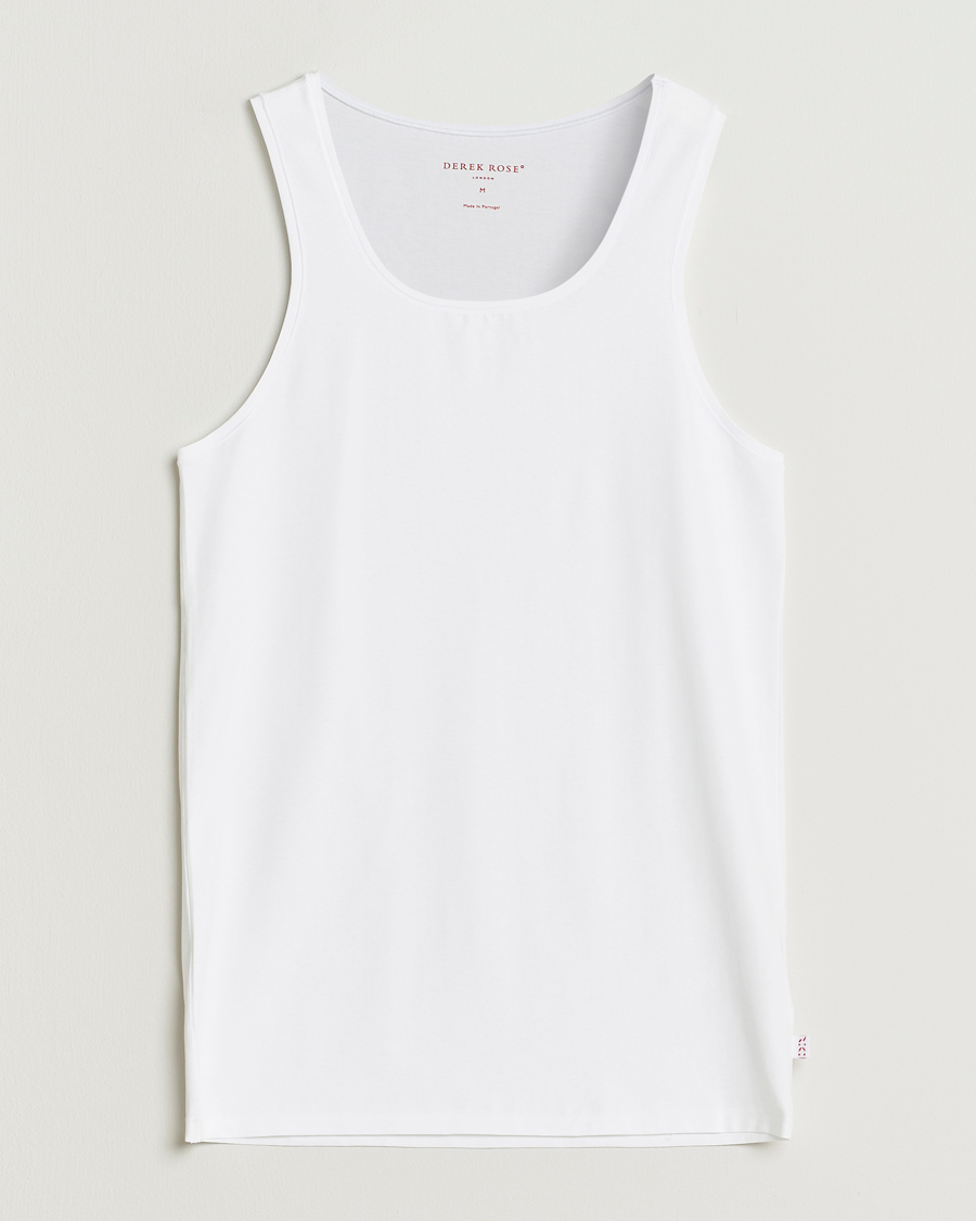 Herre | T-Shirts | Derek Rose | Pima Cotton Tank Top White