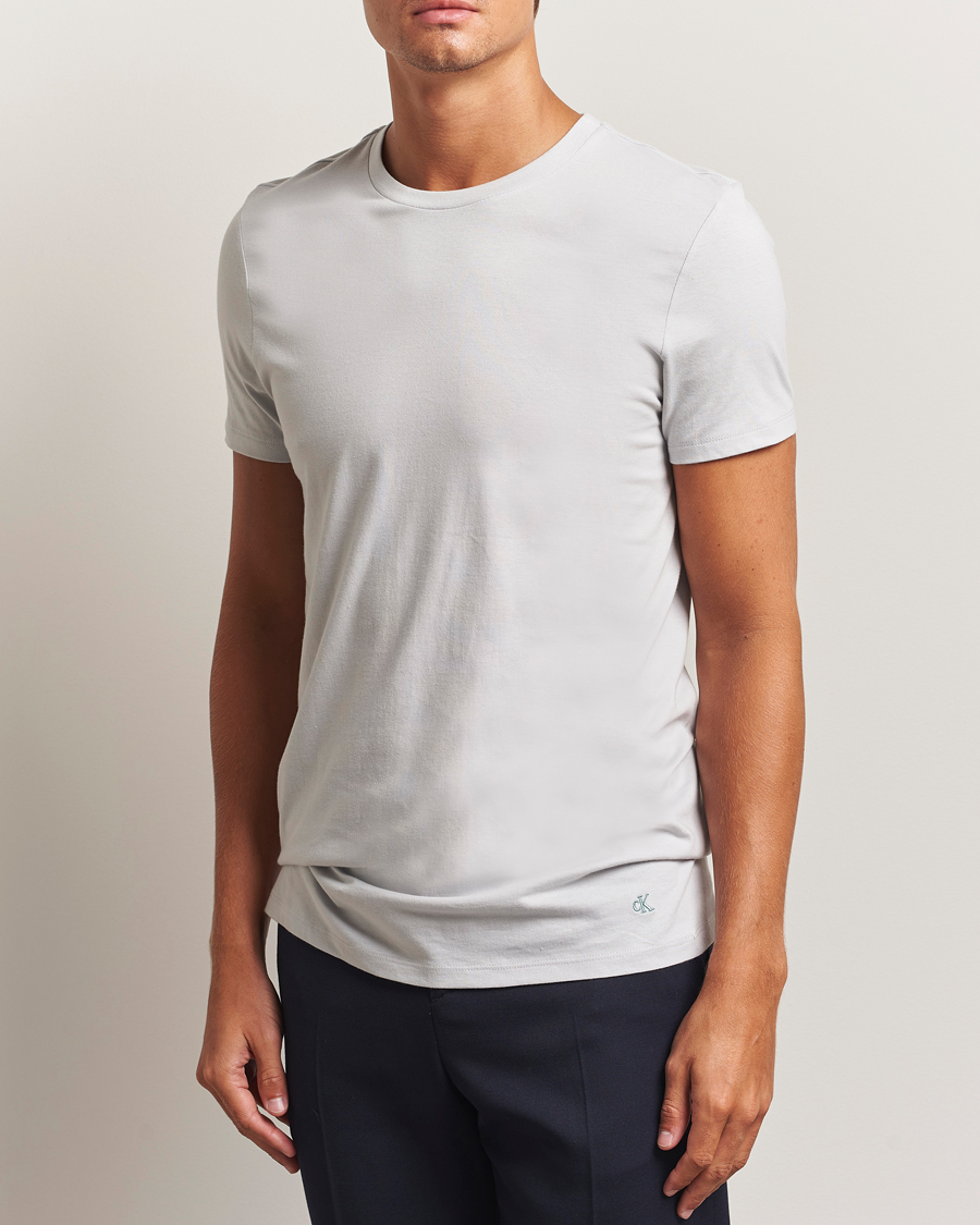 Herre | T-Shirts | Calvin Klein | 3-Pack Cotton Crew Neck T-Shirt Blue/Grey/Green