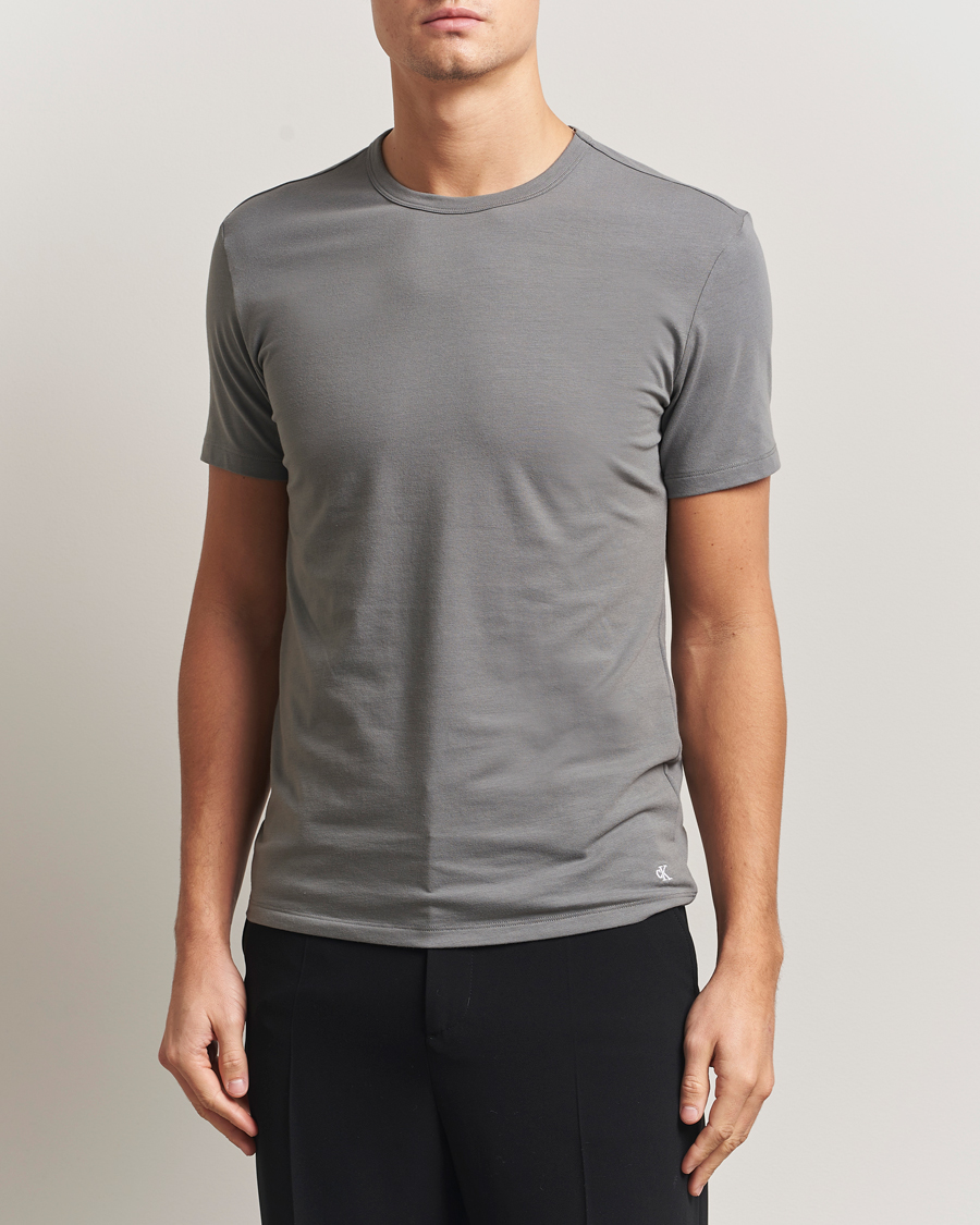Herre | T-Shirts | Calvin Klein | 3-Pack Cotton Stretch Crew Neck T-Shirt Grey/White/Blue
