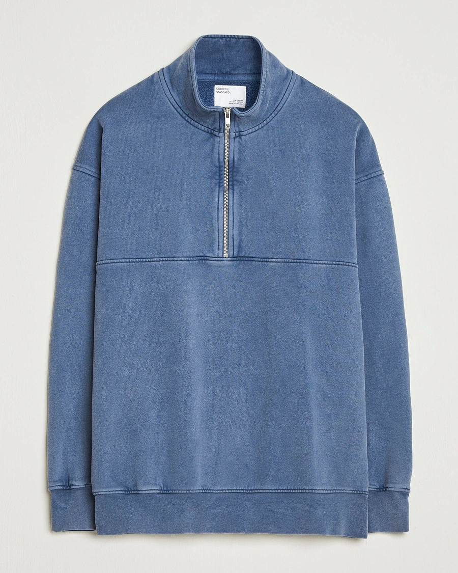 Herre | Gensere | Colorful Standard | Classic Organic Half-Zip Neptune Blue