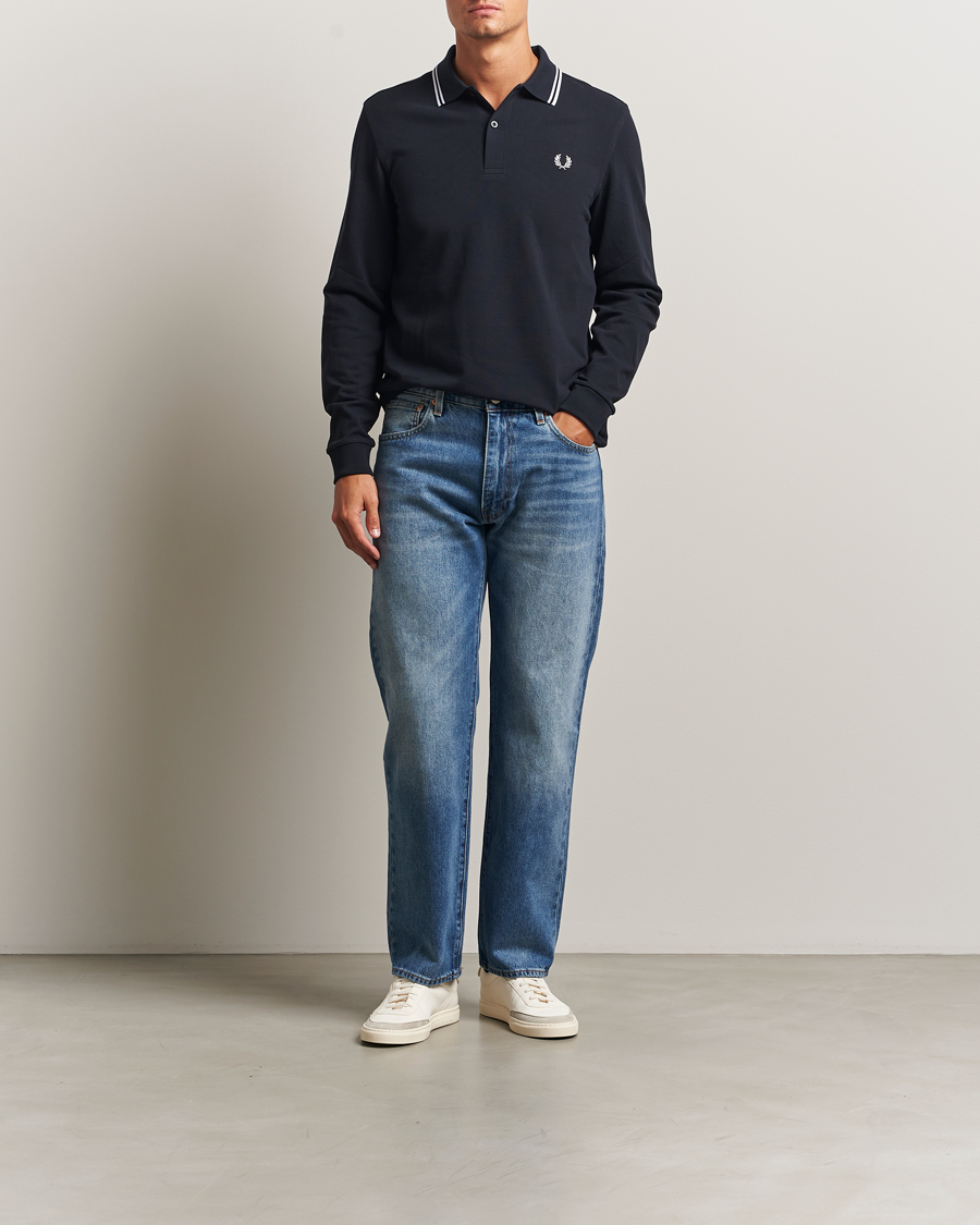 Herre | Pikéer | Fred Perry | Twin Tipped Long Sleeve Polo Shirt Navy
