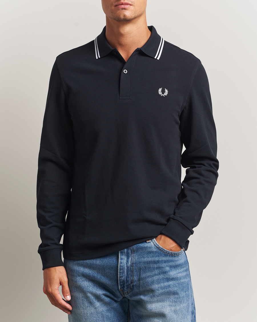 Herre | Pikéer | Fred Perry | Twin Tipped Long Sleeve Polo Shirt Navy