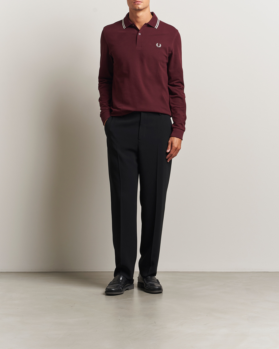 Herre | Pikéer | Fred Perry | Twin Tipped Long Sleeve Polo Shirt Oxblood