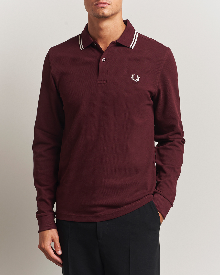 Herre | Pikéer | Fred Perry | Twin Tipped Long Sleeve Polo Shirt Oxblood