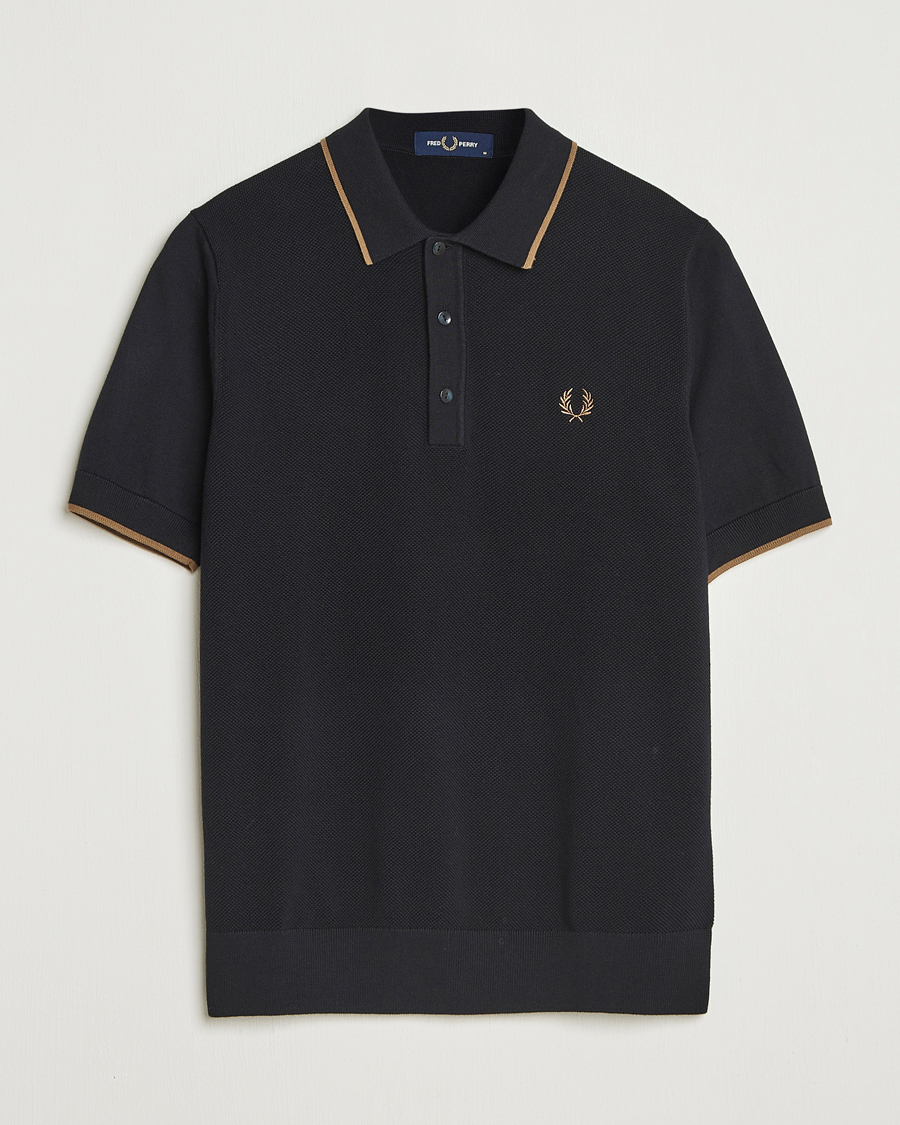 Herre | Pikéer | Fred Perry | Pique Knitted Tipped Polo Black