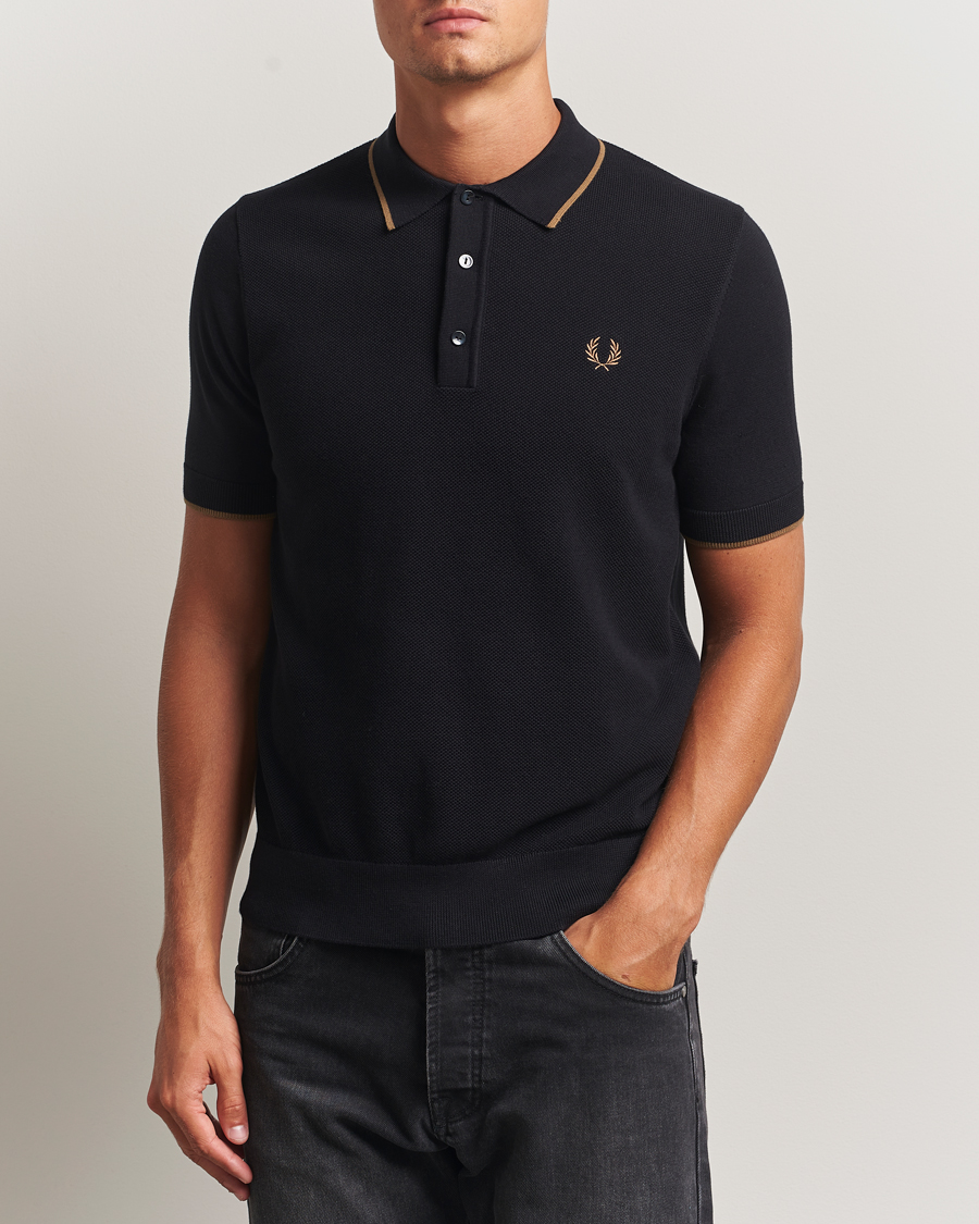 Herre | Pikéer | Fred Perry | Pique Knitted Tipped Polo Black