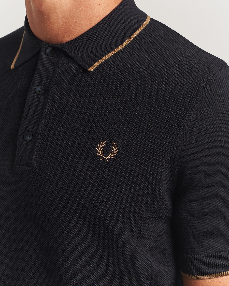 Herre | Pikéer | Fred Perry | Pique Knitted Tipped Polo Black