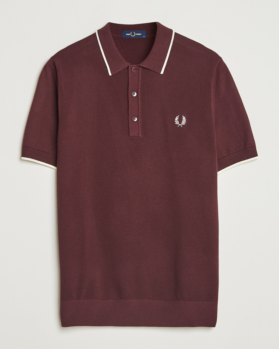 Herre | Pikéer | Fred Perry | Pique Knitted Tipped Polo Oxblood