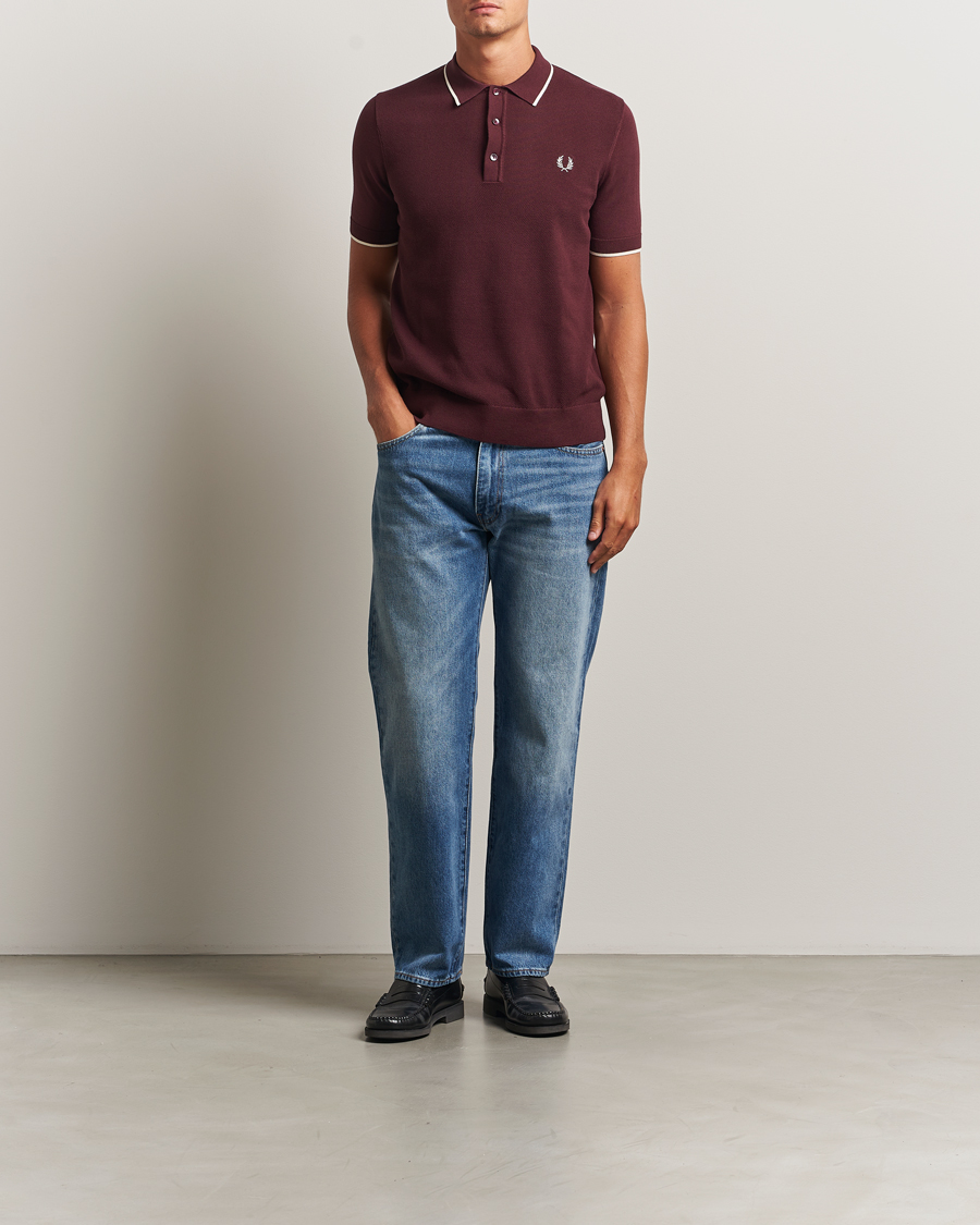 Herre | Pikéer | Fred Perry | Pique Knitted Tipped Polo Oxblood