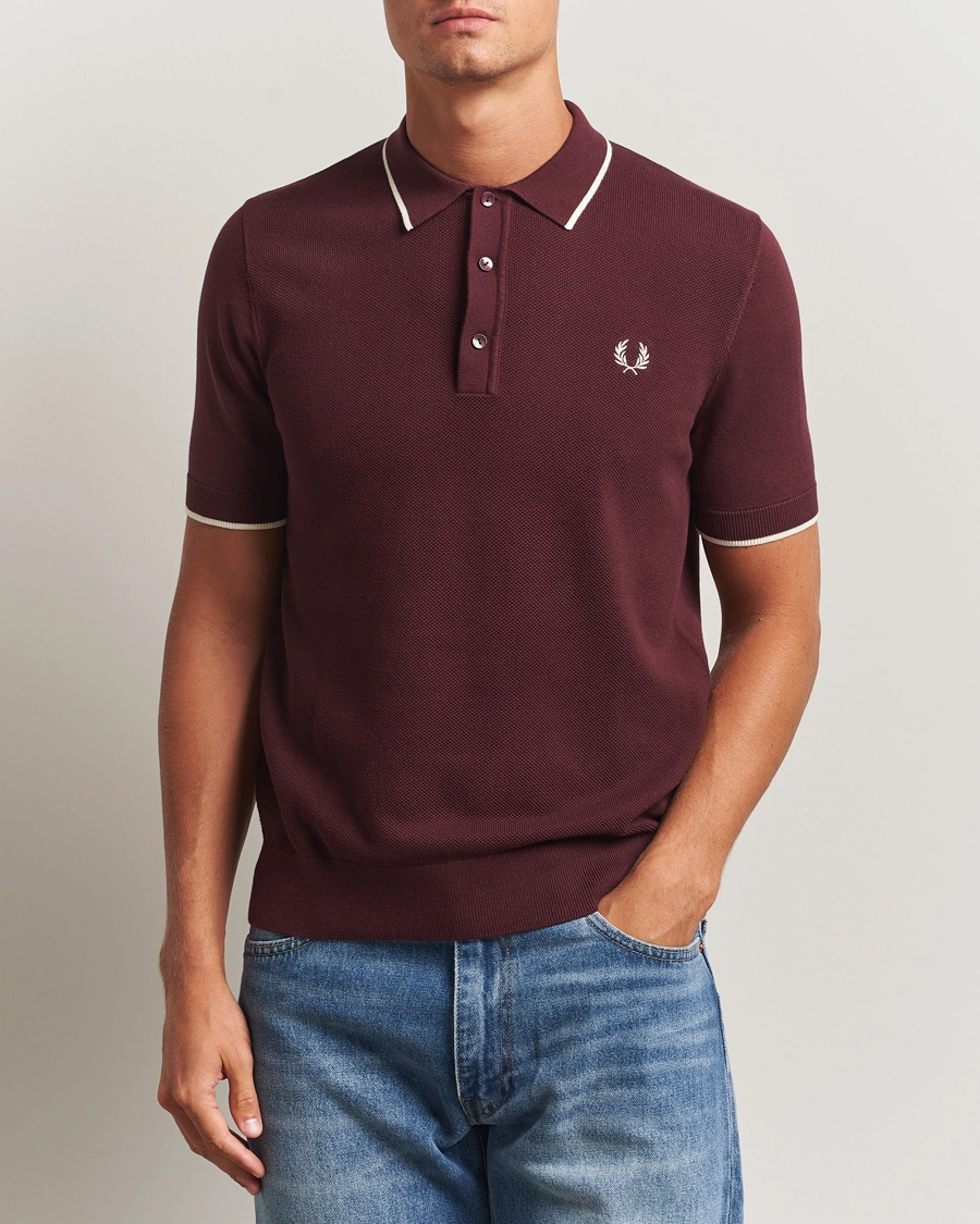 Herre | Pikéer | Fred Perry | Pique Knitted Tipped Polo Oxblood