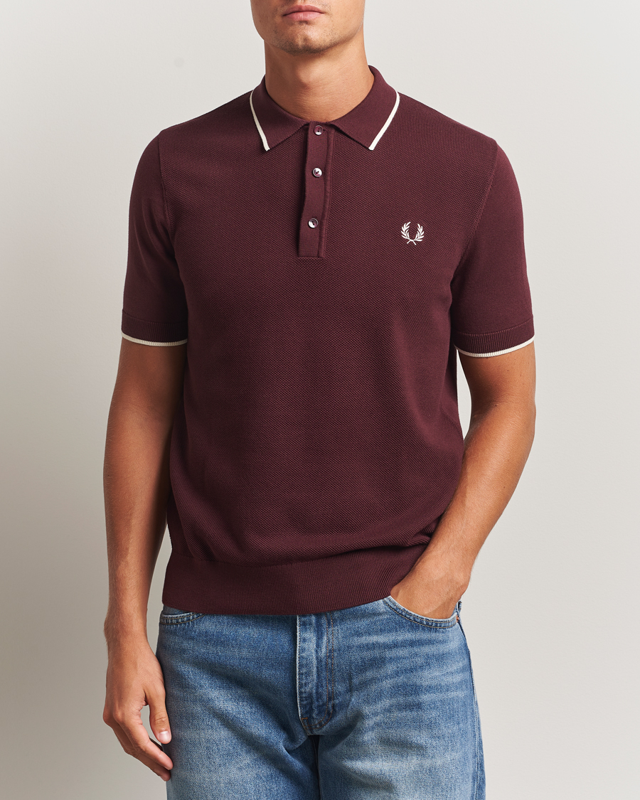 Herre | Pikéer | Fred Perry | Pique Knitted Tipped Polo Oxblood