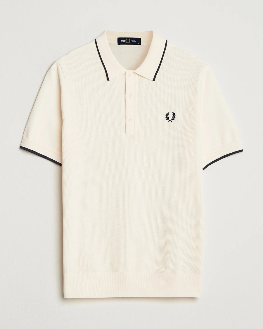 Herre | Pikéer | Fred Perry | Pique Knitted Tipped Polo Ecru