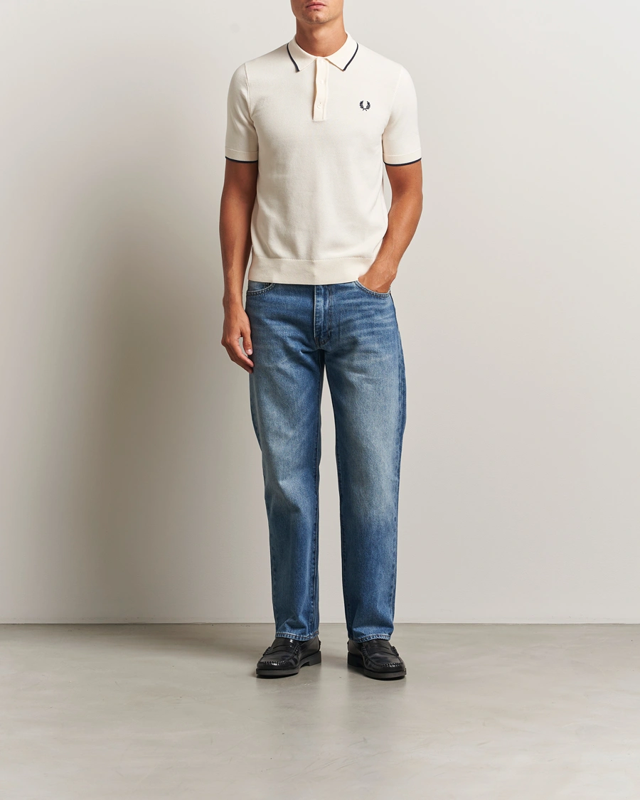 Herre | Pikéer | Fred Perry | Pique Knitted Tipped Polo Ecru
