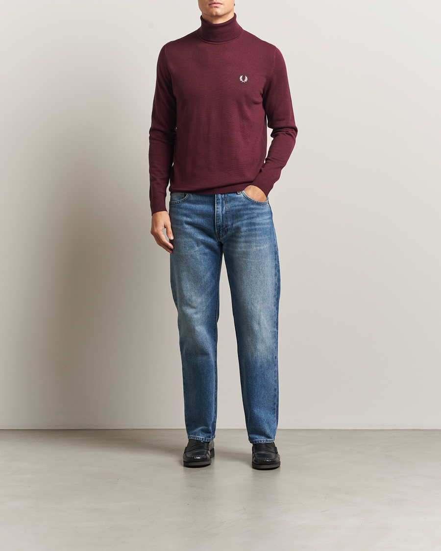 Herre | Gensere | Fred Perry | Classic Rollnock Jumper Oxblood