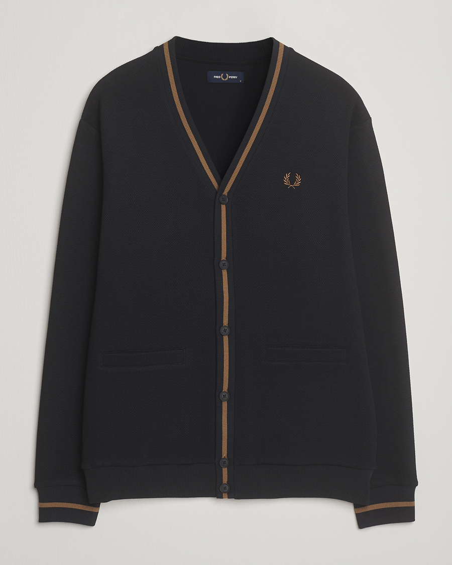 Herre | Gensere | Fred Perry | Tipped Pique Textured Cardigan Black