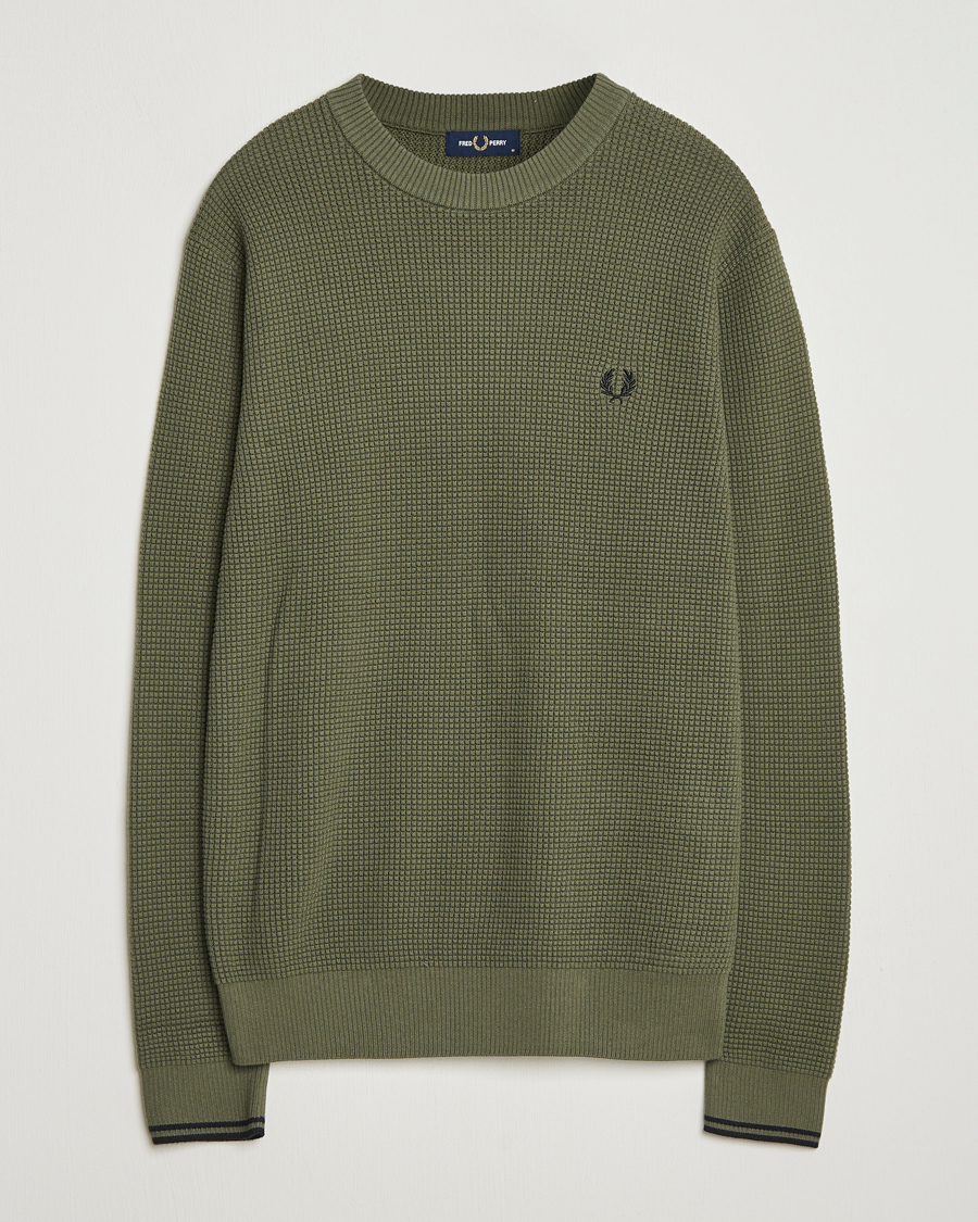 Herre | Gensere | Fred Perry | Waffle Stitch Jumper Laurel Green