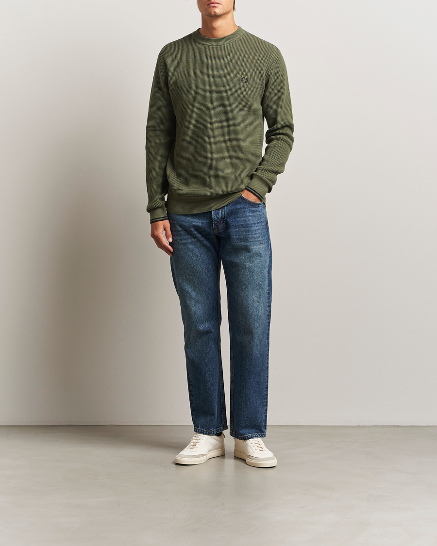 Herre | Gensere | Fred Perry | Waffle Stitch Jumper Laurel Green