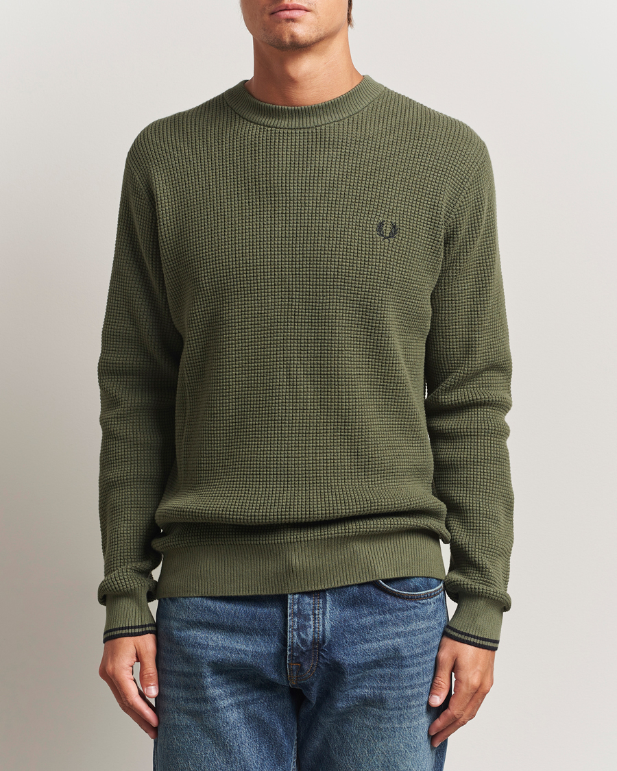 Herre | Gensere | Fred Perry | Waffle Stitch Jumper Laurel Green