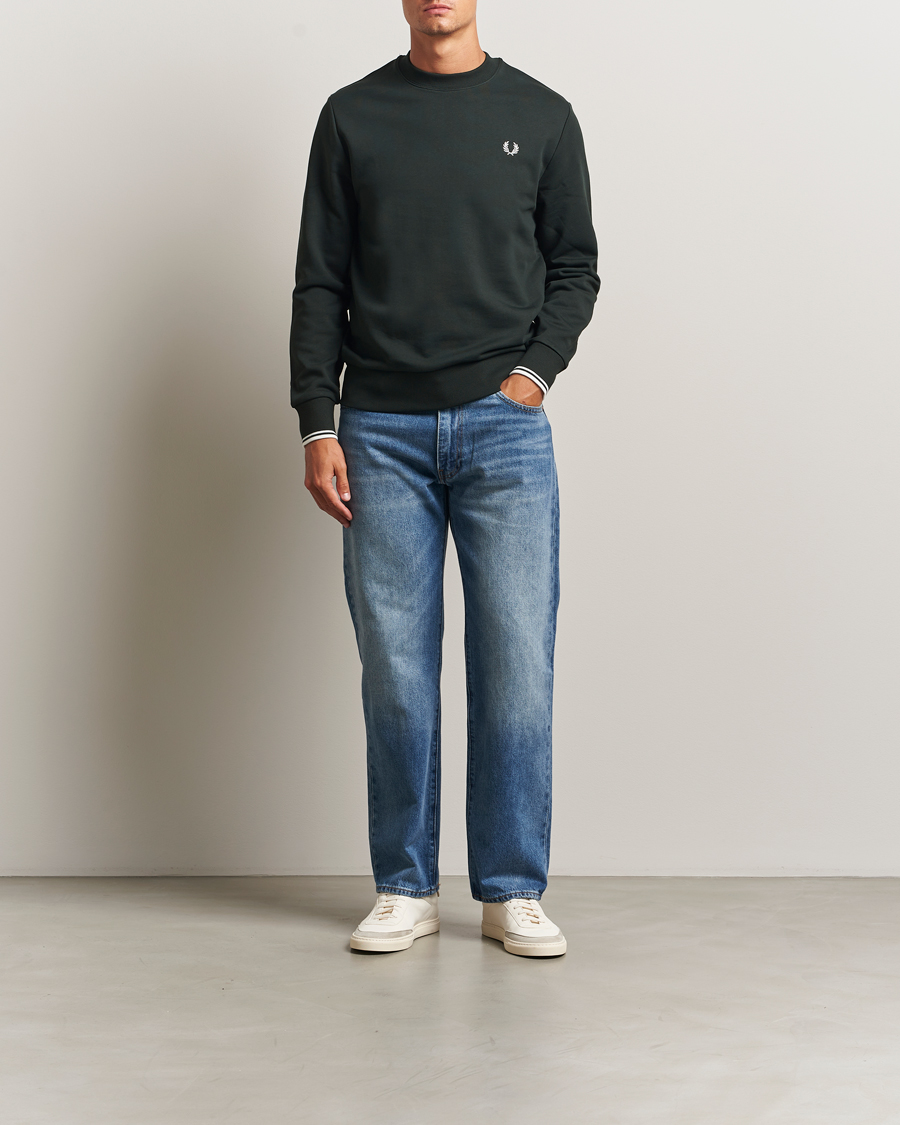 Herre | Gensere | Fred Perry | Crew Neck Sweatshirt Night Green