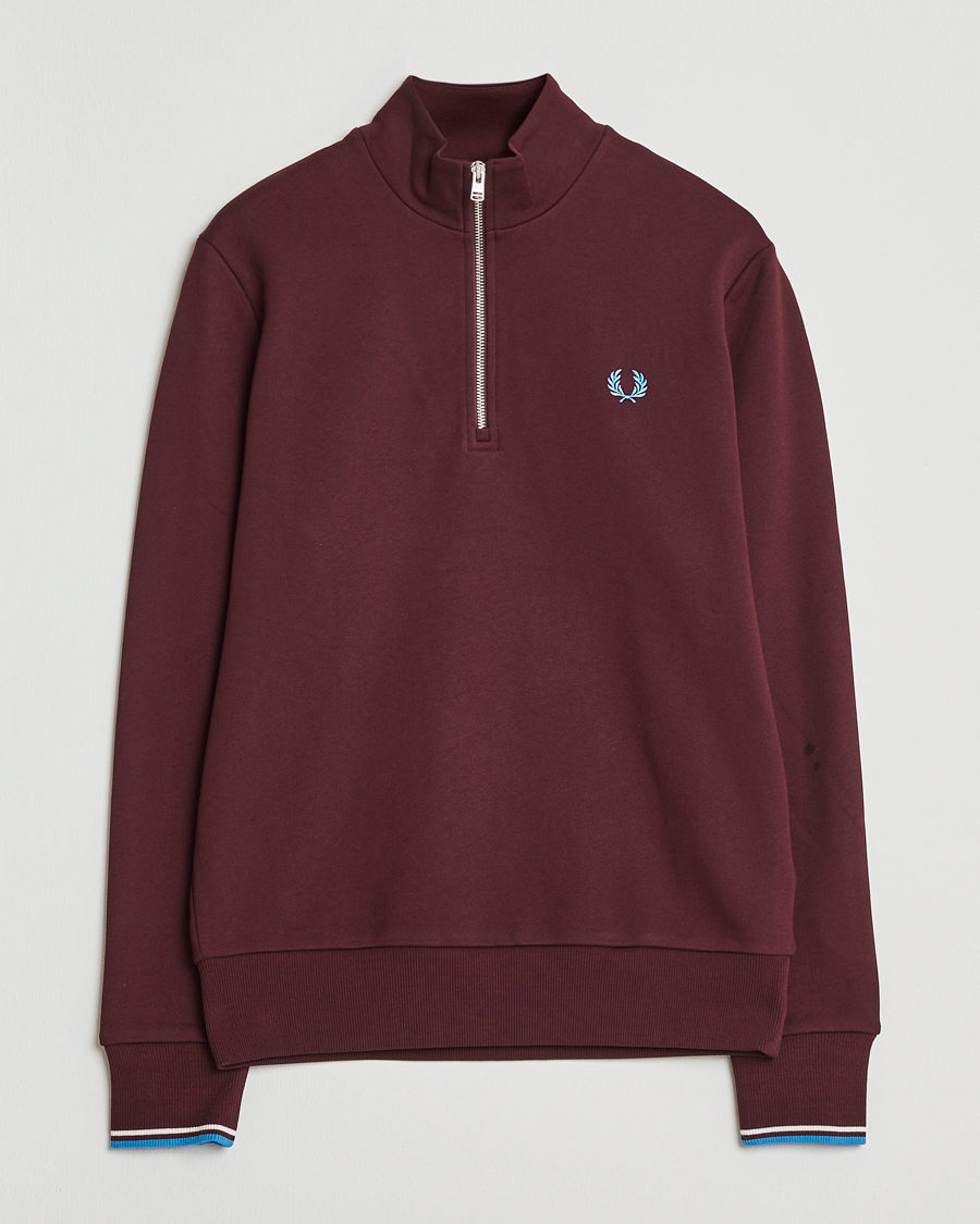 Herre | Gensere | Fred Perry | Half Zip Sweatshirt Oxblood