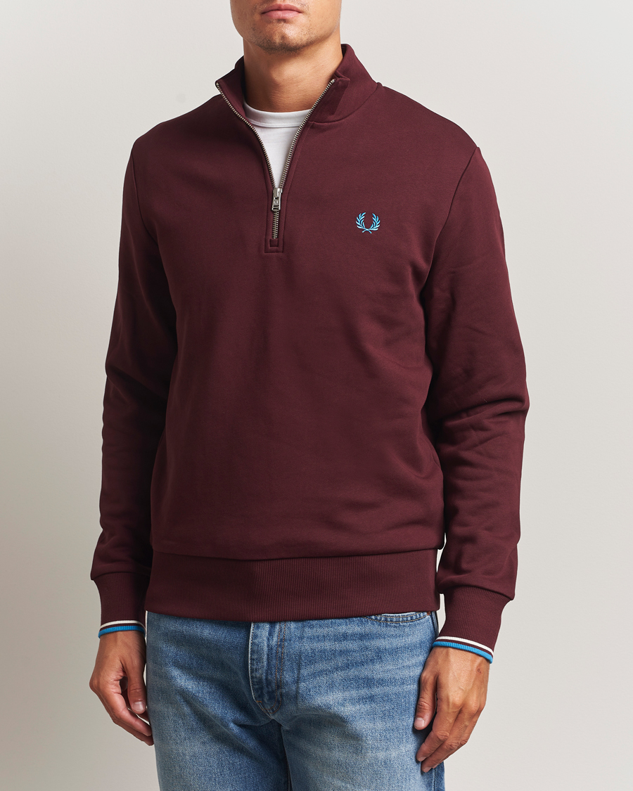 Herre | Gensere | Fred Perry | Half Zip Sweatshirt Oxblood