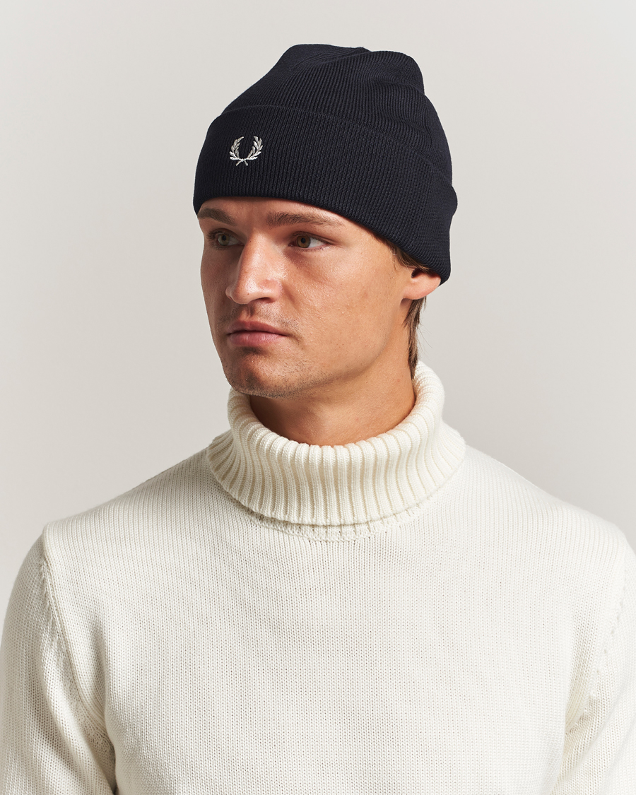 Herre | Luer | Fred Perry | Merino Wool Beanie Navy