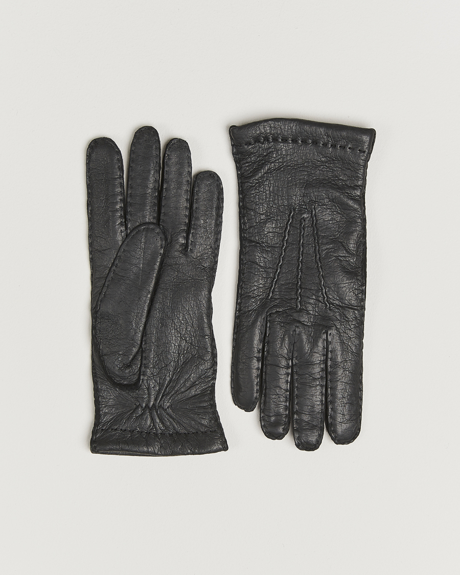 Herre | Hansker | Hestra | Peccary Handsewn Cashmere Lined Glove Black