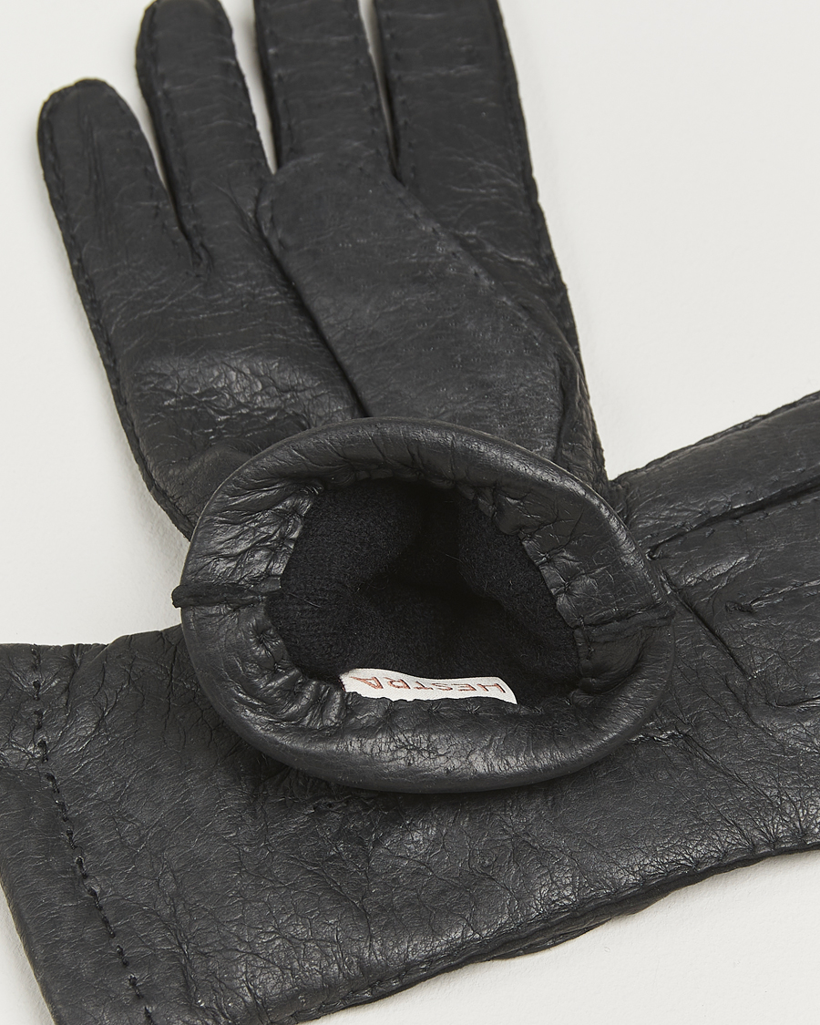 Herre | Hansker | Hestra | Peccary Handsewn Cashmere Lined Glove Black