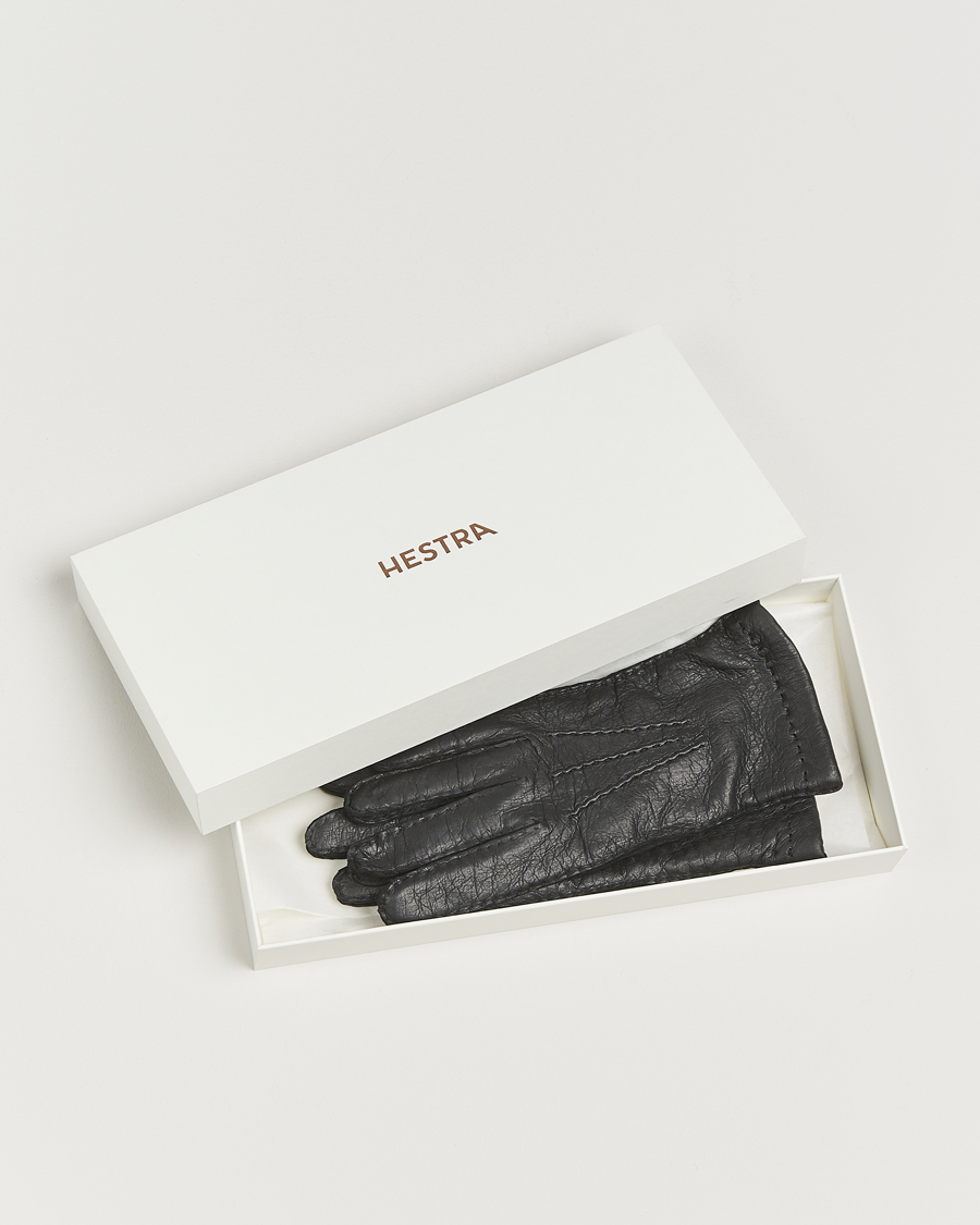 Herre | Hansker | Hestra | Peccary Handsewn Cashmere Lined Glove Black