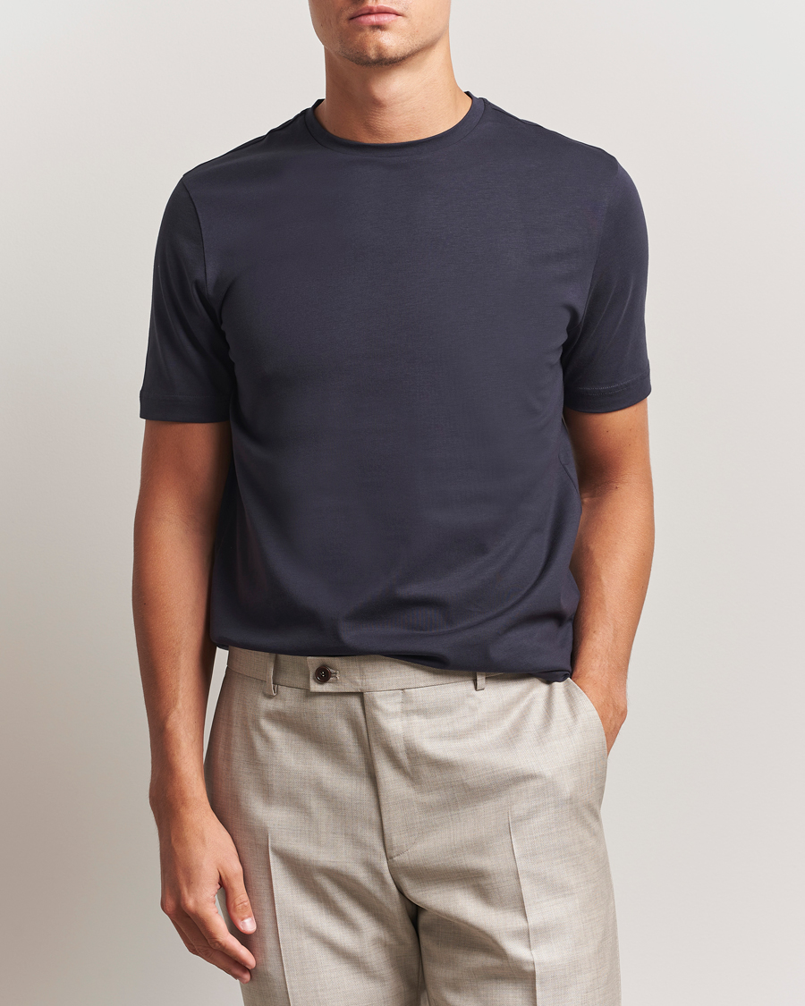 Herre | T-Shirts | Stenströms | Supima Cotton T-Shirt Navy