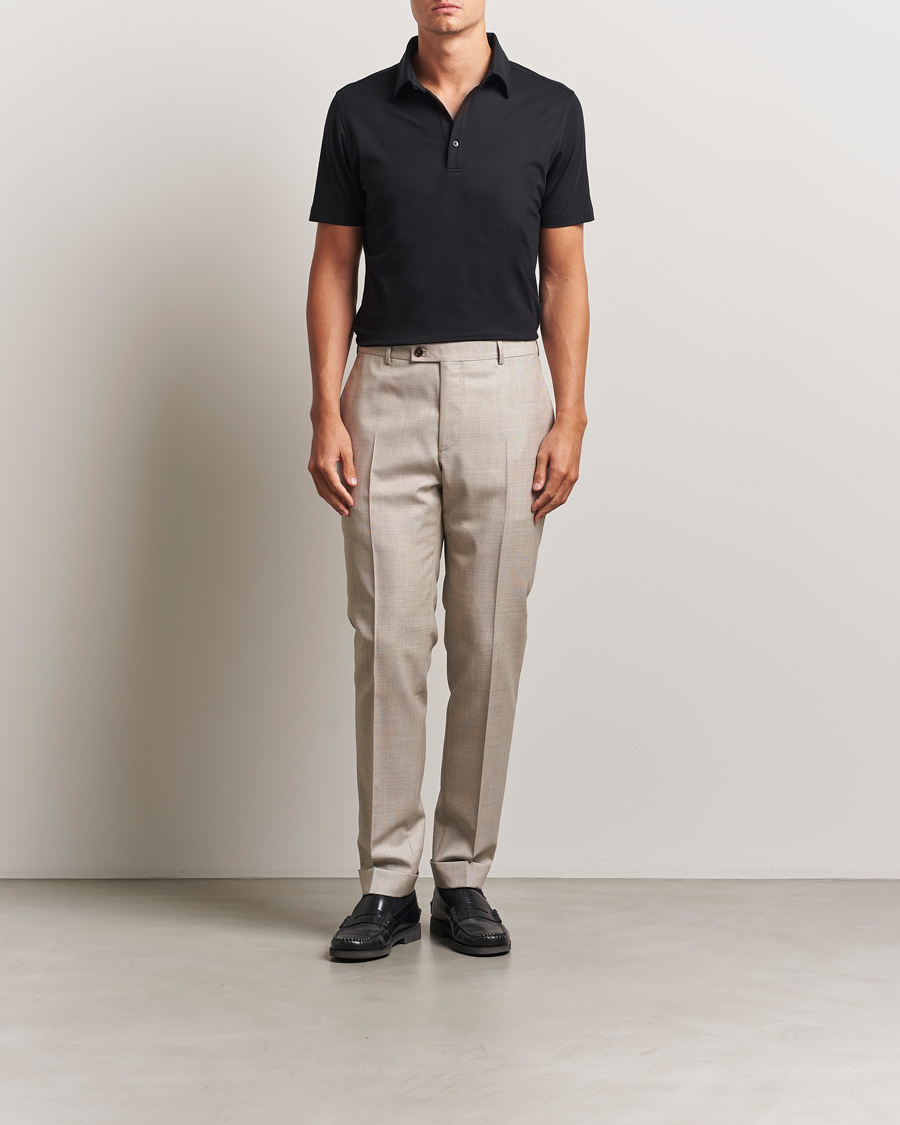 Herre | Pikéer | Stenströms | Supima Cotton Polo Shirt Black