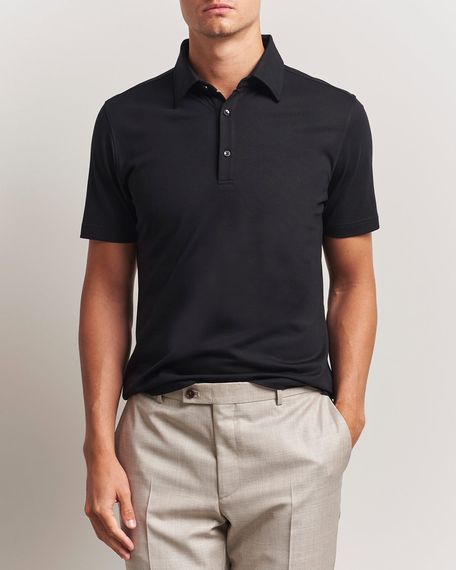 Herre | Pikéer | Stenströms | Supima Cotton Polo Shirt Black