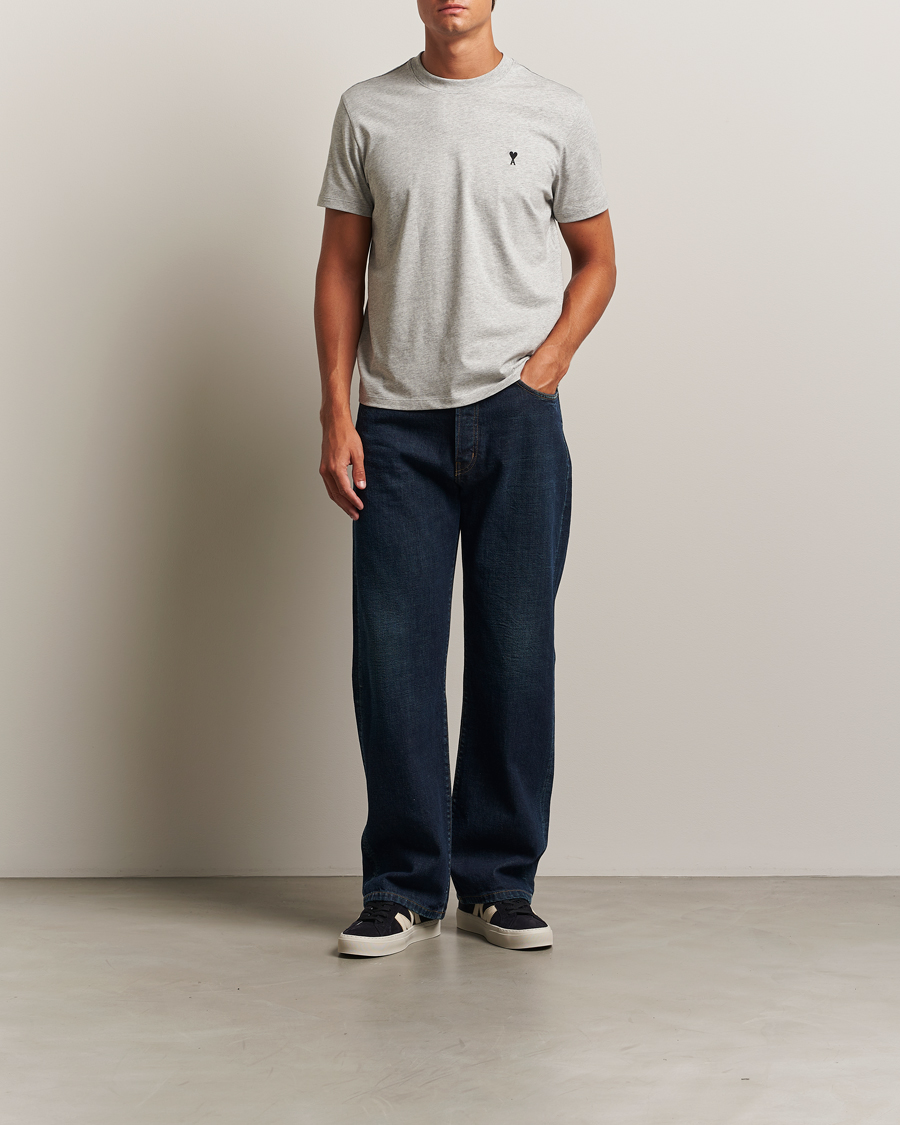 Herre | T-Shirts | AMI | Black Heart Logo T-Shirt Grey Heather