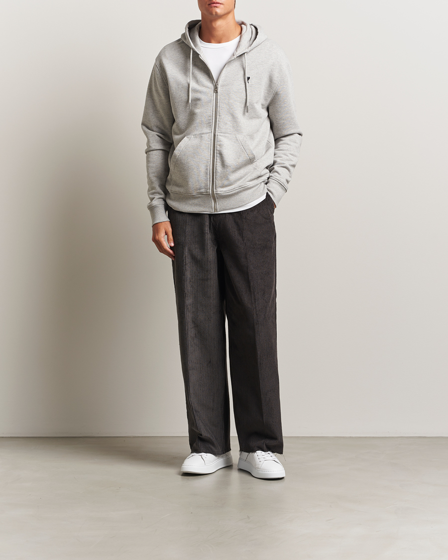 Herre | Gensere | AMI | Black Heart Logo Full Zip Hoodie Grey Heather