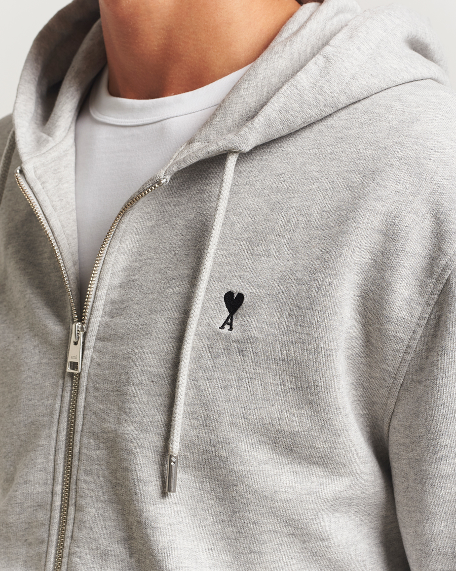 Herre | Gensere | AMI | Black Heart Logo Full Zip Hoodie Grey Heather