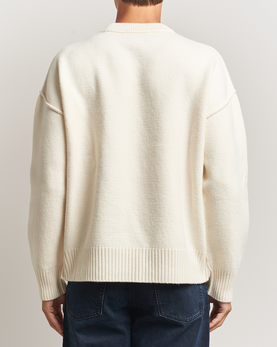 Herre | Gensere | AMI | Big Heart Logo Wool Knitted Sweater Ecru